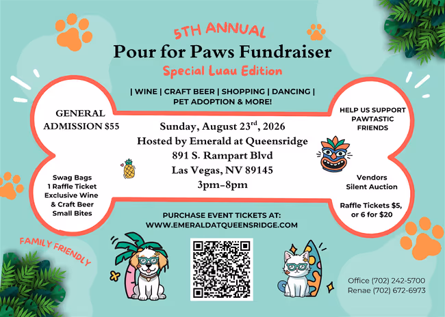 5th Annual Pour for Paws Fundraiser - Special Luau Edition Event Image