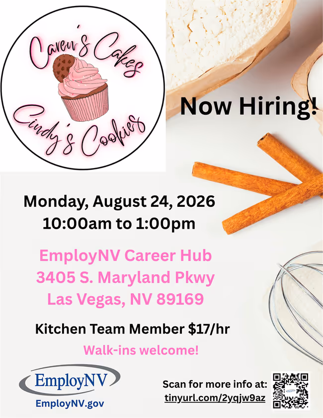 Caren's Cakes Cindy's Cookies Hiring Event Event Image