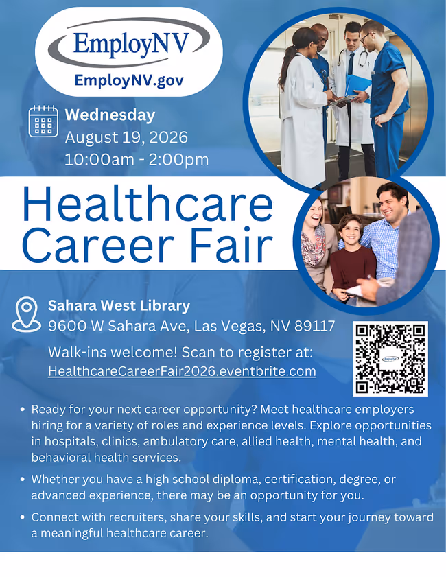 Healthcare Career Fair, EmployNV Business Hub Event Image