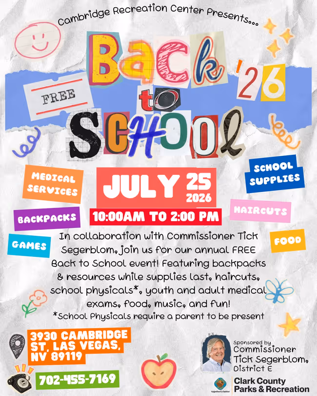Back to School at Cambridge Recreation Center  Event Image